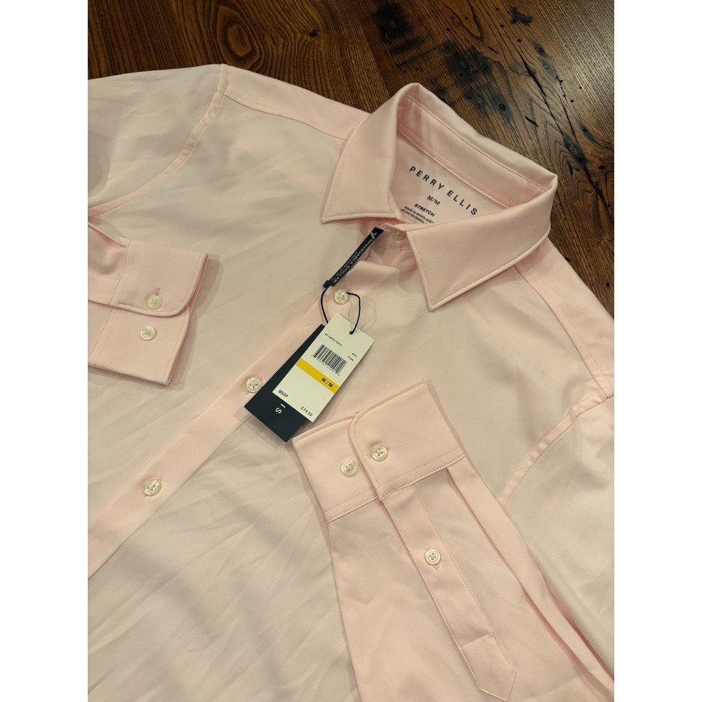 Perry Ellis Men's Dress Shirt Pink Stretch Long Sleeve $79 NWT